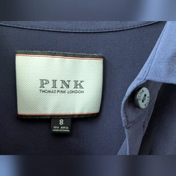 Thomas Pink Dark Blue/Purple Silk Button Down Shirt - Picture 7 of 8